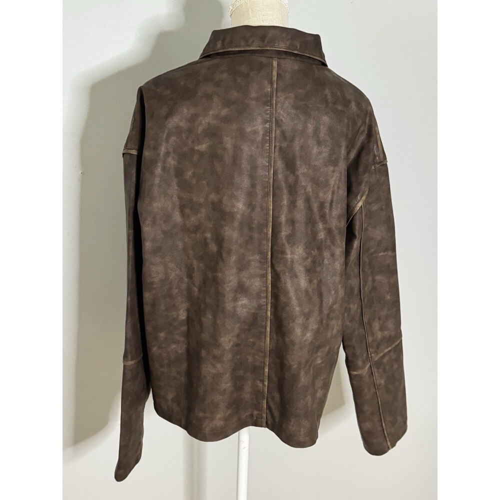 NEW Edikted Oversized Washed Faux Leather Jacket Size XL - Picture 3 of 10